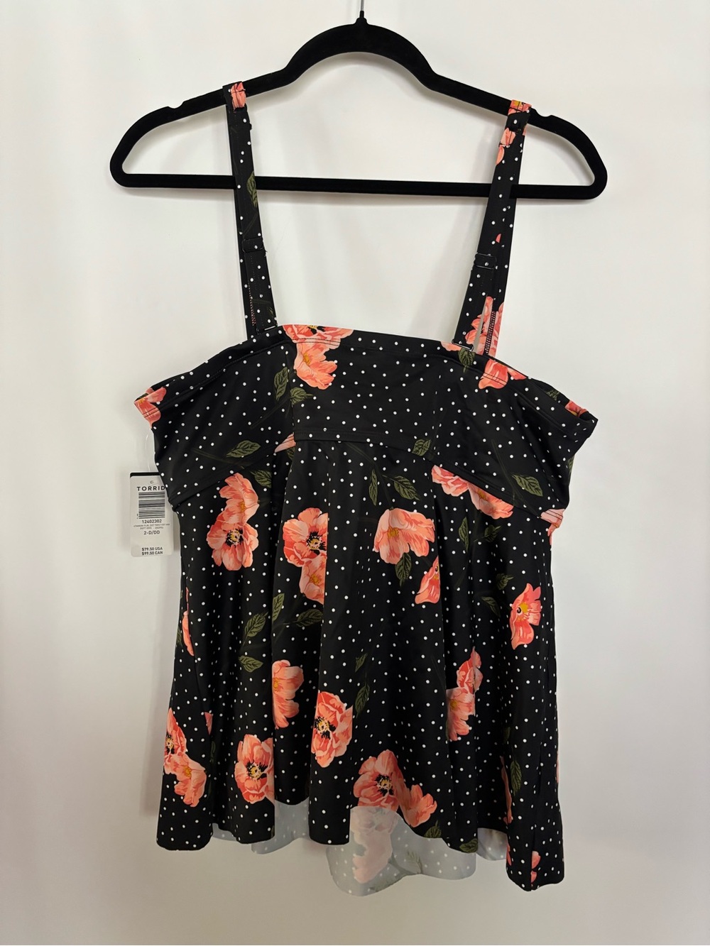 TORRID Tankini Floral Dot Twist Front Underwire Top size 2-D/DD NWT - Picture 3 of 16